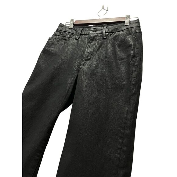 Good American Good Classic Coated Black Straight Leg Jeans Size 6/28 Stretch - Picture 10 of 11